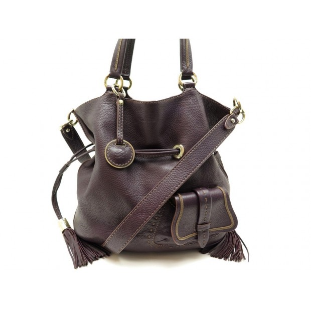 SAC A MAIN LANCEL PREMIER FILT A02174 EN CUIR PRUNE BANDOULIERE HAND BAG 730€