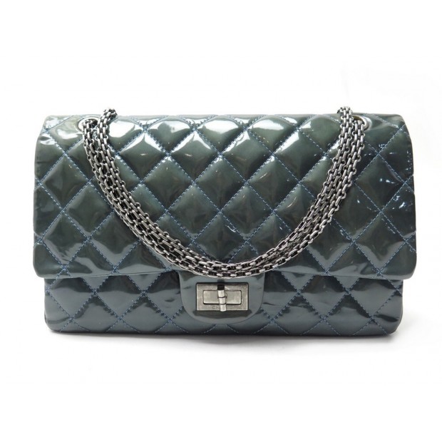 SAC A MAIN CHANEL 2.55 JUMBO EN CUIR VERNIS MATELASSE BANDOULIERE HAND BAG 8400€