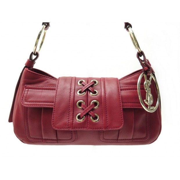 SAC A MAIN YVES SAINT LAURENT PARISIENNE CORSET BAGUETTE 139266 CUIR ROUGE BAG