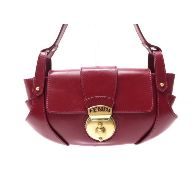 SAC POCHETTE A MAIN FENDI COMPILATION 8BR429 EN CUIR BORDEAUX CLUTCH BAG 1325€