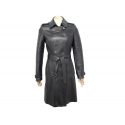 MANTEAU BURBERRY IMPERMEABLE 36 S EN CUIR NOIR BLACK LEATHER TRENCH COAT 5500€