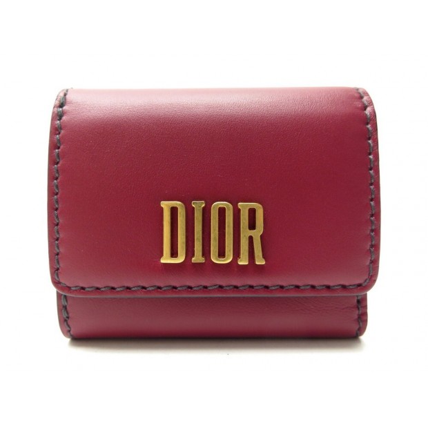 NEUF PORTEFEUILLE DIOR V EN CUIR SCARLET ROUGE NEW RED LEATHER WALLET 500€