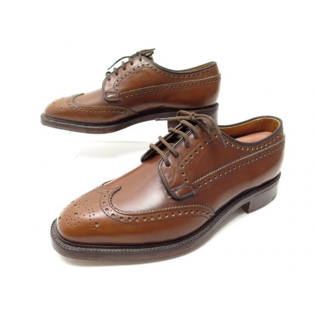 NEUF CHAUSSURES CHURCH'S GRAFTON 8F 42 DERBY BOUT FLEURI CUIR MARRON SHOES 850€