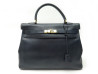 sac a main hermes kelly 35 en cuir graine bleu marine