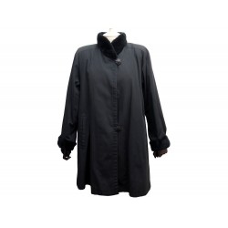 VINTAGE MANTEAU YVES SAINT LAURENT S 36 OVERSIZE NOIR FOURRURE LAPIN COTON COAT