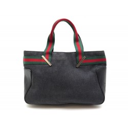 SAC A MAIN GUCCI 73984 MINI TOTE CABAS TOILE DENIM BANDE WEB NOIR HAND BAG 900€