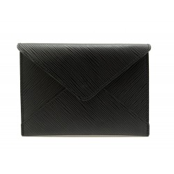 NEUF POCHETTE LOUIS VUITTON ENVELOPPE INVITATION EN CUIR EPI NOIR LEATHER POUCH