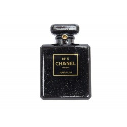 BROCHE CHANEL BOUTEILLE PARFUM NUMERO 5 EN RESINE NOIR BLACK RESIN BROOCH 720€