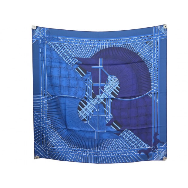 NEUF FOULARD HERMES MASAN & MASAN 2021 CARRE 90 EN SOIE BLEU BOITE SCARF 385€