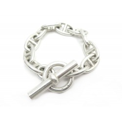 BRACELET HERMES CHAINE ANCRE TGM 11 MAILLONS T18 EN ARGENT MASSIF 103.8GR 1090€