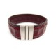 BRACELET HERMES EN CUIR BORDEAUX GAUFFRE FERMOIR ACIER PALADIE BANGLE JEWEL 555€