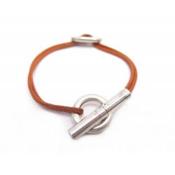 BRACELET HERMES SKIPPER 17 CM EN ARGENT MASSIF 925 & CORDON ORANGE SILVER 350€