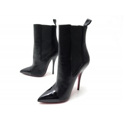 CHAUSSURES CHRISTIAN LOUBOUTIN 38 BOTTINES A TALONS CUIR NOIR LEATHER BOOTS 845€
