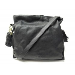 SAC A MAIN LOEWE FLAMENCO POMPON BANDOULIERE EN CUIR GRAINE NOIR HAND BAG 1600€