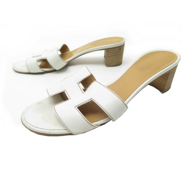 CHAUSSURES HERMES OASIS H071002Z02405 38.5 SANDALES MULES A TALONS EN CUIR 560€