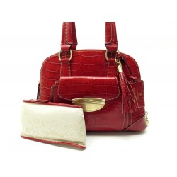 NEUF SAC A MAIN LANCEL ADJANI GM EN CUIR FACON CROCO ROUGE LEATHER HANDBAG 1250€