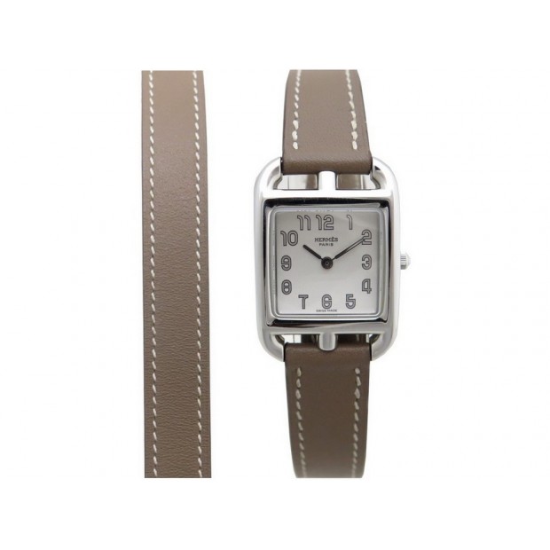 NEUF MONTRE HERMES CC1.210 CAPE COD PM DOUBLE TOUR QUARTZ 23MM ACIER WATCH 2350€