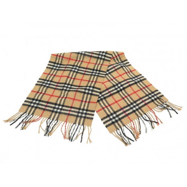 NEUF ECHARPE BURBERRY CHECK CLASSIQUE MOTIF TARTAN CACHEMIRE BEIGE SCARF 420€