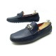 CHAUSSURES HERMES IRVING 42.5 MOCASSINS EN CUIR GRAINE BLEU MARINE LOAFERS 760€