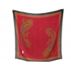 NEUF CHALE YVES SAINT LAURENT ETOLE 137 X 137 CM ROUGE + BOITE NEW SHAWL SCARF