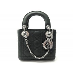 NEUF SAC A MAIN CHRISTIAN DIOR MINI LADY BANDOULIERE CUIR NUBUCK NOIR BAG 3300€