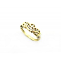 BAGUE T48 EN OR JAUNE 18K 3GR SERTIE 10 DIAMANTS 0.18K YELLOW GOLD DIAMONDS RING