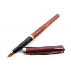 VINTAGE STYLO PLUME ST DUPONT LAQUE MARRON & VERMEIL ARGENT 925 FOUNTAIN PEN