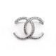 NEUF BROCHE CHANEL LOGO CC & STRASS BLEUS METAL ARGENTE NEW SILVER BROOCH 580€