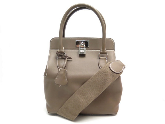 sac a main hermes toolbox 20 en cuir switf etoupe