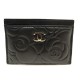 NEUF PORTE CARTES CHANEL CAMELIA CUIR NOIR NEW LEATHER CARDS HOLDER 370€