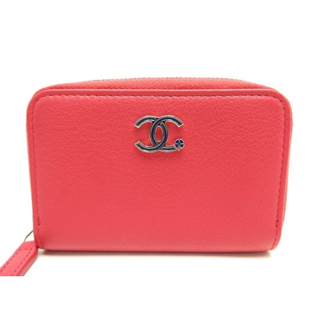 NEUF PORTE CARTES CHANEL EN CUIR ROSE NEW PINK LEATHER CARDS HOLDER WALLET 570€