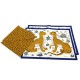 LOT HERMES 2 SET DE TABLE ET 2 SERVIETTES LEOPARDS EN COTON BLEU JAUNE + BOITE