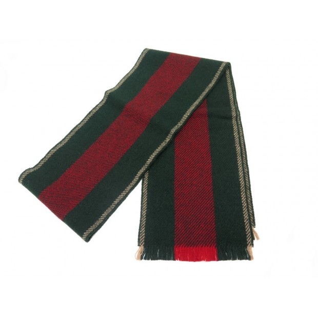 NEUF ECHARPE GUCCI 408419 100% LAINE ROUGE ET VERT RED & GREEN WOOL SCARF 400€