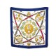 FOULARD HERMES DAIMYO FRANCOISE HERON EN SOIE BROCHEE JACQUARD BLEU SCARF 410€