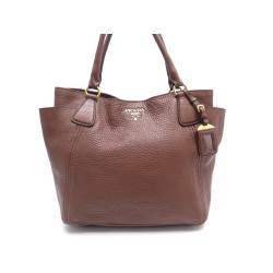 SAC A MAIN PRADA CABAS EN CUIR GRAINE MARRON + BOITE LEATHER HAND BAG 2700€