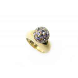 BAGUE POIRAY TAILLE 49 EN OR JAUNE 18K ET PAVAGE SAPHIRS SAPPHIRES GOLD RING