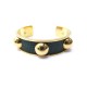 NEUF BRACELET HERMES T16 EN CUIR DE LEZARD VERT ET METAL DORE 43 GR GOLDEN JEWEL