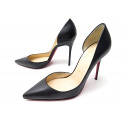 CHAUSSURES CHRISTIAN LOUBOUTIN IRIZA 37 ESCARPINS EN CUIR NOIR PUMP SHOES 575€