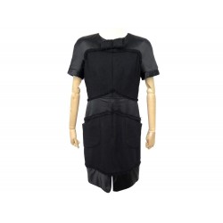 ROBE COCKTAIL CHANEL P52292 L 42 EN TWEED DE LAINE & SOIE NOIRE SILK DRESS 4890€