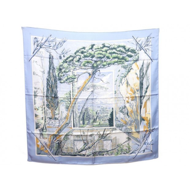 FOULARD HERMES PROMENADE AU PAYS DE CEZANNE EN SOIE BLEU BLUE SILK SCARF 345€