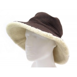 CHAPEAU HERMES TAILLE 56 EN CACHEMIRE MARRON & MOUTON CASHMERE HAT