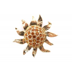 NEUF VINTAGE BROCHE YVES SAINT LAURENT TOURNESOL STRASS DORE SUNFLOWER BROOCH