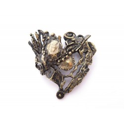 VINTAGE BROCHE CHRISTIAN LACROIX COEUR EN METAL DORE GOLDEN HEART BROOCH