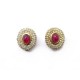 VINTAGE BOUCLES D'OREILLES CHRISTIAN DIOR DORE STRASS & PIERRE ROUGE EARRINGS