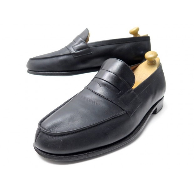 CHAUSSURES JM WESTON MOCASSINS 180 8E 42 LARGE CUIR NOIR LOAFERS SHOES 670€