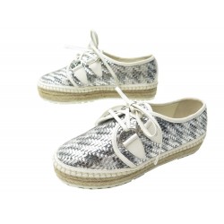 CHAUSSURES DIOR FOLK 37 BASKETS ESPADRILLES PLATEFORMES CUIR ARGENTE +BOITE 880€