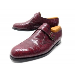 CHAUSSURES JM WESTON MOCASSINS A BOUCLE 11E 46 CUIR CROCODILE BORDEAUX 5595€