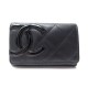 PORTE MONNAIE CHANEL CAMBON LOGO CC EN CUIR MATELASSE NOIR + BOITE WALLET 560€