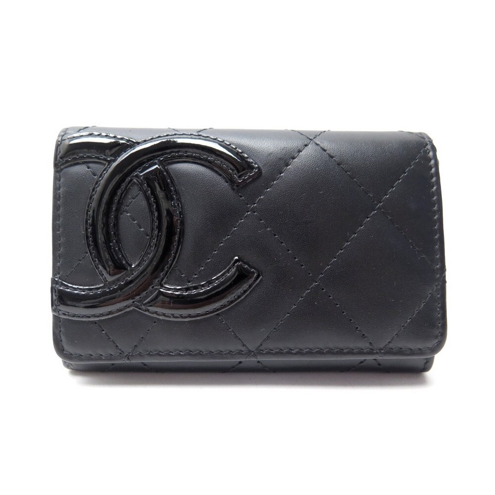 porte monnaie chanel cambon logo cc en cuir matelasse