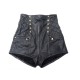 NEUF SHORT TAILLE HAUTE BALMAIN 42 IT 38 FR CUIR CHEVRE NOIR LEATHER NEW 1490€